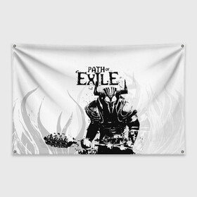 Флаг-баннер с принтом PATCH OF EXILE WARRIOR , 100% полиэстер | размер 67 х 109 см, плотность ткани — 95 г/м2; по краям флага есть четыре люверса для крепления | dota | game | path of exile | войн | дота | игра | ммо | монстр | патч оф экзайл | рыцарь