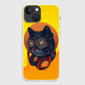 Чехол для iPhone 13 mini с принтом D.j Cat Кот диджей ,  |  | диджей | кот | кот диджей | котенок | котик | кошка | музыка | музыкант | наушники | техно | электроника