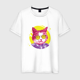 Мужская футболка хлопок с принтом Кот Тусовщик в солнечных очках , 100% хлопок | прямой крой, круглый вырез горловины, длина до линии бедер, слегка спущенное плечо. | cat | cats | chill | cool cat | kitten | leto | party | puss | pussy | pussycat | summer | vacation | киски | кисы | кот в гавайской рубашке | котёнок | котики | котята | котятки | кошечки | кошка | лето | отдых | отпуск | пати |