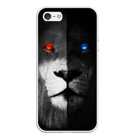Чехол для iPhone 5/5S матовый с принтом ЛЕВ - НЕОНОВЫЕ ГЛАЗА , Силикон | Область печати: задняя сторона чехла, без боковых панелей | Тематика изображения на принте: lion | neon | глаза | голова | дикая кошка | животные | кот | кошка | лев | неон | светящиеся глаза | тигр | хищник