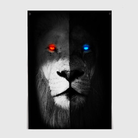 Постер с принтом ЛЕВ - НЕОНОВЫЕ ГЛАЗА , 100% бумага
 | бумага, плотность 150 мг. Матовая, но за счет высокого коэффициента гладкости имеет небольшой блеск и дает на свету блики, но в отличии от глянцевой бумаги не покрыта лаком | lion | neon | глаза | голова | дикая кошка | животные | кот | кошка | лев | неон | светящиеся глаза | тигр | хищник