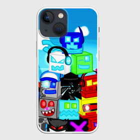 Чехол для iPhone 13 mini с принтом GEOMETRY DASH   ГЕОМЕТРИ ДАШ ,  |  | 2d игра | android game. | geometry dash | mobile game | robtop | андроид игра | геометри даш | кубики | кубы | мобильная игра | неон