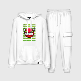 Женский костюм хлопок (с толстовкой) с принтом GEOMETRY DASH   ГЕОМЕТРИ ДАШ ,  |  | 2d игра | geometry dash | mobile game | robtop | smile | андроид игра. | геометри даш | добро и зло | инь янь | кубики | кубы | лица | мобильная игра | неон | смайлы