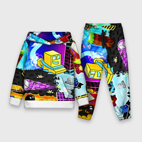 Детский костюм 3D (с толстовкой) с принтом GEOMETRY DASH   ГЕОМЕТРИ ДАШ ,  |  | 2d игра | geometry dash | mobile game | robtop | smile | андроид игра | арт. | геометри даш | добро и зло | инь янь | кубики | кубы | лица | мобильная игра | неон | смайлы