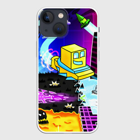 Чехол для iPhone 13 mini с принтом GEOMETRY DASH   ГЕОМЕТРИ ДАШ ,  |  | 2d игра | geometry dash | mobile game | robtop | smile | андроид игра | арт. | геометри даш | добро и зло | инь янь | кубики | кубы | лица | мобильная игра | неон | смайлы