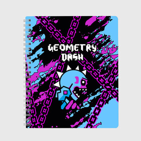 Тетрадь с принтом Geometry Dash , 100% бумага | 48 листов, плотность листов — 60 г/м2, плотность картонной обложки — 250 г/м2. Листы скреплены сбоку удобной пружинной спиралью. Уголки страниц и обложки скругленные. Цвет линий — светло-серый
 | 2d | android | computer game | geometry dash | андроид | геометрия даш | игра | компьютерная