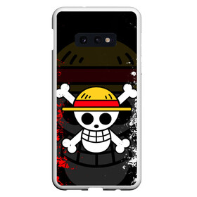 Чехол для Samsung S10E с принтом ONE PIECE / ВАН ПИС / ЧЕРЕП , Силикон | Область печати: задняя сторона чехла, без боковых панелей | anime | one piece | skull | аниме | ван пис | китайские иероглифы. | манга | мультфильм | скелет | череп | японская анимация