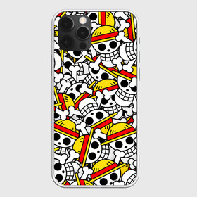 Чехол для iPhone 12 Pro Max с принтом ONE PIECE / ВАН ПИС / УЗОР , Силикон |  | anime | one piece | pattern. | skull | аниме | ван пис | манга | мультфильм | скелет | узор | череп | японская анимация