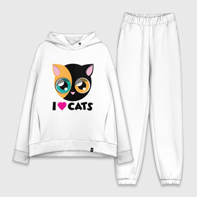 Женский костюм хлопок Oversize с принтом I Love Cats ,  |  | animal | cat | cute | kitty | love | meow | друг | животные | киска | китти | кот | котенок | котик | котэ | кошечка | кошка | милый | мур | мяу | питомец | тигр