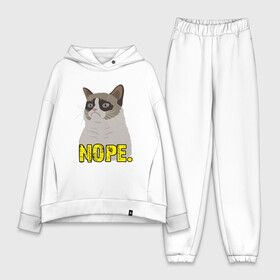 Женский костюм хлопок Oversize с принтом Nope Cat ,  |  | animal | cat | cute | kitty | meow | друг | животные | киска | китти | кот | котенок | котик | котэ | кошечка | кошка | милый | мур | мяу | питомец | тигр