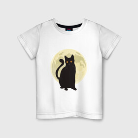 Детская футболка хлопок с принтом Moon Cat , 100% хлопок | круглый вырез горловины, полуприлегающий силуэт, длина до линии бедер | animal | cat | cute | kitty | meow | друг | животные | киска | китти | космос | кот | котенок | котик | котэ | кошечка | кошка | луна | милый | мур | мяу | питомец | тигр