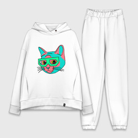 Женский костюм хлопок Oversize с принтом Hipster Cat ,  |  | animal | cat | cute | kitty | meow | друг | животные | киска | китти | кот | котенок | котик | котэ | кошечка | кошка | милый | мур | мяу | питомец | тигр