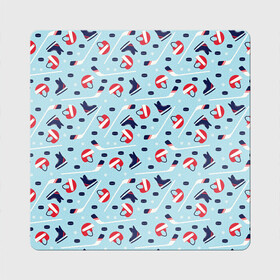 Магнит виниловый Квадрат с принтом Hockey Pattern , полимерный материал с магнитным слоем | размер 9*9 см, закругленные углы | hockey | hockey pattern | nhl | pattern | клюшка | лед | нхл | хоккеист | хоккеисты | хоккей