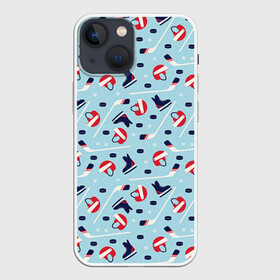 Чехол для iPhone 13 mini с принтом Hockey Pattern ,  |  | hockey | hockey pattern | nhl | pattern | клюшка | лед | нхл | хоккеист | хоккеисты | хоккей