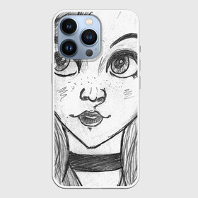 Чехол для iPhone 13 Pro с принтом девушка ч б с чокером ,  |  | art | color | creator | digital | illustration | illustrator | marker | meow | monster | paint | watercolor | woman | акварель | арт | девушка | диджитал | иллюстрация | карандаш | краски | маркеры | монстр | няша | няшный | поп | рисунок | создание | тво