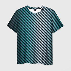 Мужская футболка 3D с принтом Carbon Blue , 100% полиэфир | прямой крой, круглый вырез горловины, длина до линии бедер | carbon | fiber | kevlar | карбон | кевлар | металл
