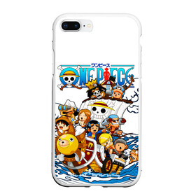 Чехол для iPhone 7Plus/8 Plus матовый с принтом ONE PIECE / ВАН ПИС / МОРЕ , Силикон | Область печати: задняя сторона чехла, без боковых панелей | Тематика изображения на принте: anime | one piece | skull | аниме | ван пис | вода | корабль. | манга | море | мультфильм | скелет | череп | японская анимация