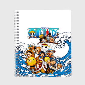 Тетрадь с принтом ONE PIECE / ВАН ПИС / МОРЕ , 100% бумага | 48 листов, плотность листов — 60 г/м2, плотность картонной обложки — 250 г/м2. Листы скреплены сбоку удобной пружинной спиралью. Уголки страниц и обложки скругленные. Цвет линий — светло-серый
 | anime | one piece | skull | аниме | ван пис | вода | корабль. | манга | море | мультфильм | скелет | череп | японская анимация