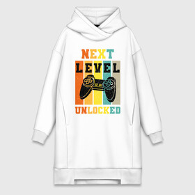 Платье-худи хлопок с принтом Next level unlocked ,  |  | controller | funny | game | gamer | gaming | geek | level | next | retro | unlocked | video game | videogame | vintage | видеоигры | винтаж | игра | играть | игровой | игрок | игроку | игры | консоль | приставка | ретро