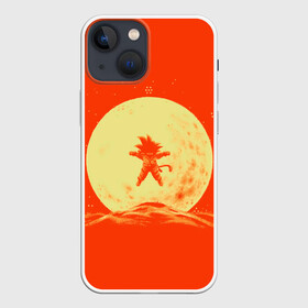 Чехол для iPhone 13 mini с принтом Гоку и луна ,  |  | Тематика изображения на принте: anime | dragon ball | moon | аниме | анимэ | драгон бал | дрэгон бол | жемчуг дракона | луна