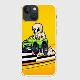 Чехол для iPhone 13 mini с принтом Мультяшный гонщик на джипе ,  |  | race | racer | водитель | водителю | гонка | гонщик | джип | мультик | мультяшный