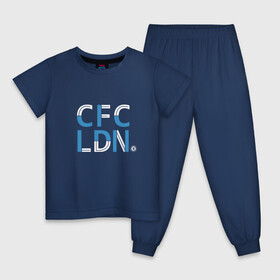 Детская пижама хлопок с принтом FC Chelsea | CFC London (2021/22) , 100% хлопок |  брюки и футболка прямого кроя, без карманов, на брюках мягкая резинка на поясе и по низу штанин
 | 0x000000123 | chelsea | stamford bridge | вернер | канте | стамфорд бридж | челси