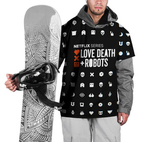Накидка на куртку 3D с принтом LOVE DEATH + ROBOTS $$$ , 100% полиэстер |  | love death + robots | love death + robots print | netflix | robots | tv series | лого love death + robots | любовь | надпись love death + robots | принт love death + robots | роботы | сериал