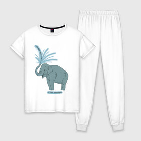 Женская пижама хлопок с принтом Слониха , 100% хлопок | брюки и футболка прямого кроя, без карманов, на брюках мягкая резинка на поясе и по низу штанин | льюис | нарния | нос | слон | слониха | хобот | хроники нарнии