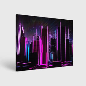 Холст прямоугольный с принтом PINK CITY , 100% ПВХ |  | city | pink | purple | абстракция | город | ночной город