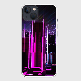 Чехол для iPhone 13 с принтом PINK CITY ,  |  | Тематика изображения на принте: city | pink | purple | абстракция | город | ночной город