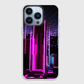 Чехол для iPhone 13 Pro с принтом PINK CITY ,  |  | Тематика изображения на принте: city | pink | purple | абстракция | город | ночной город