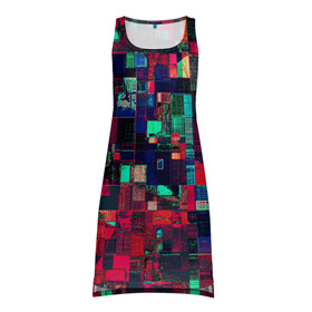 Платье-майка 3D с принтом HAPPY WINDOWS , 100% полиэстер | полуприлегающий силуэт, широкие бретели, круглый вырез горловины, удлиненный подол сзади. | abstract | абстракция | квадраты | красное | прямоугольники