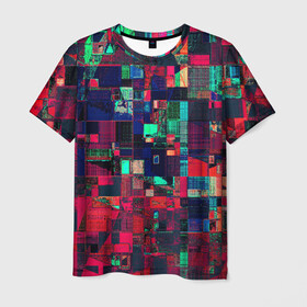 Мужская футболка 3D с принтом HAPPY WINDOWS , 100% полиэфир | прямой крой, круглый вырез горловины, длина до линии бедер | abstract | абстракция | квадраты | красное | прямоугольники