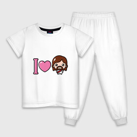 Детская пижама хлопок с принтом Я люблю Иисуса , 100% хлопок |  брюки и футболка прямого кроя, без карманов, на брюках мягкая резинка на поясе и по низу штанин
 | доброта | иисус | любовь | пасха | сердце