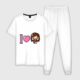 Мужская пижама хлопок с принтом Я люблю Иисуса , 100% хлопок | брюки и футболка прямого кроя, без карманов, на брюках мягкая резинка на поясе и по низу штанин
 | доброта | иисус | любовь | пасха | сердце