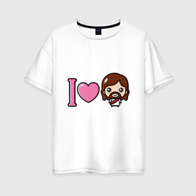 Женская футболка хлопок Oversize с принтом Я люблю Иисуса , 100% хлопок | свободный крой, круглый ворот, спущенный рукав, длина до линии бедер
 | доброта | иисус | любовь | пасха | сердце