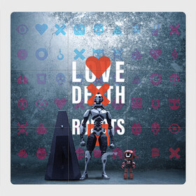 Магнитный плакат 3Х3 с принтом Любовь смерть и роботы , Полимерный материал с магнитным слоем | 9 деталей размером 9*9 см | Тематика изображения на принте: love | lovedeathandrobots | loverobot | robot