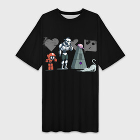 Платье-футболка 3D с принтом Любовь, Смерть  Роботы ,  |  | cat | cats | death | logo | love | netflix | robots | анимация | кино | кот | кошка | лого | любовь | нетфликс | роботы | сериал