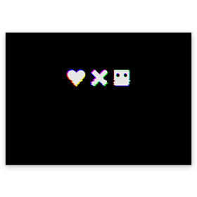 Поздравительная открытка с принтом Love Death and Robots (Glitch) , 100% бумага | плотность бумаги 280 г/м2, матовая, на обратной стороне линовка и место для марки
 | Тематика изображения на принте: death | glitch | heart | ldr | logo | love | netflix | robots | smile | анимация | глитч | глич | кино | лого | лср | любовь | нетфликс | роботы | сердце | сериал | смайл | смайлик