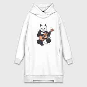 Платье-худи хлопок с принтом Панда гитарист | Panda Guitar ,  |  | acoustic | bear | bears | china | chineese panda | guitarist | music | акустическая гитара | гитара | китай | китайская панда | косолапый | медведь | медвежонок | милая панда | мишка | музыка | музыкант | пандочка | пандочки
