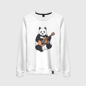 Женский свитшот хлопок с принтом Панда гитарист | Panda Guitar , 100% хлопок | прямой крой, круглый вырез, на манжетах и по низу широкая трикотажная резинка  | acoustic | bear | bears | china | chineese panda | guitarist | music | акустическая гитара | гитара | китай | китайская панда | косолапый | медведь | медвежонок | милая панда | мишка | музыка | музыкант | пандочка | пандочки