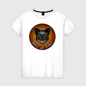 Женская футболка хлопок с принтом Cartoon Cat , 100% хлопок | прямой крой, круглый вырез горловины, длина до линии бедер, слегка спущенное плечо | cartoon cat | cat | ink | its all the guys | мультяшный кот | чернила | это все ребята