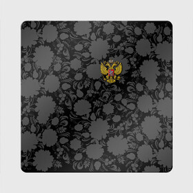 Магнит виниловый Квадрат с принтом Герб России Хохлома , полимерный материал с магнитным слоем | размер 9*9 см, закругленные углы | country | eagle | russia | герб | двуглавый | орел | россия | страна | флаг | хохлома