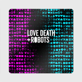 Магнит виниловый Квадрат с принтом ЛЮБОВЬ СМЕРТЬ И РОБОТЫ , полимерный материал с магнитным слоем | размер 9*9 см, закругленные углы | Тематика изображения на принте: death | hear | ldr | logo | love | netflix | robots | smile | анимация | кино | лого | лср | любовь | нетфликс | роботы | сердце | сериал | смайл | смайлик