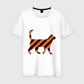 Мужская футболка хлопок с принтом Black-Orange Cat , 100% хлопок | прямой крой, круглый вырез горловины, длина до линии бедер, слегка спущенное плечо. | animal | cat | cute | kitty | meow | друг | животные | киска | китти | кот | котенок | котик | котэ | кошечка | кошка | милый | мур | мяу | питомец | тигр