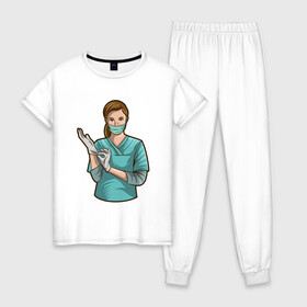 Женская пижама хлопок с принтом Медсестра | Nurse (Z) , 100% хлопок | брюки и футболка прямого кроя, без карманов, на брюках мягкая резинка на поясе и по низу штанин | health worker | hospital attendant | medic | nurse | nursing | бикса | врач | доктор | медицина | медицинская сестра | медицинский персонал | медичка | медработник | медсестра | палатная | санитарка | фельдшер