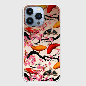 Чехол для iPhone 13 Pro с принтом Рыбы ,  |  | Тематика изображения на принте: волны | искусство | мальчик | рыба | рыбы | цветок | цветы