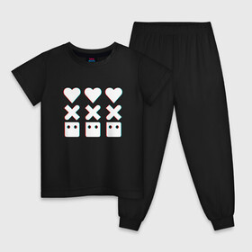 Детская пижама хлопок с принтом Love, Death and Robots | Лого Глитч (Z) , 100% хлопок |  брюки и футболка прямого кроя, без карманов, на брюках мягкая резинка на поясе и по низу штанин
 | Тематика изображения на принте: death | glitch | logo | love | love death robots | netflix | robots | vedeathrobots | xbot 4000 | глитч | лого | любовь | нетфликс | роботы | сериал | сериалы
