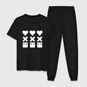 Мужская пижама хлопок с принтом Love, Death and Robots | Лого Глитч (Z) , 100% хлопок | брюки и футболка прямого кроя, без карманов, на брюках мягкая резинка на поясе и по низу штанин
 | Тематика изображения на принте: death | glitch | logo | love | love death robots | netflix | robots | vedeathrobots | xbot 4000 | глитч | лого | любовь | нетфликс | роботы | сериал | сериалы
