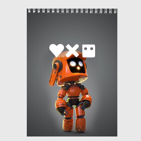 Скетчбук (блокнот) с принтом Love, Death and Robots | K-VRC (Z) , 100% бумага
 | 48 листов, плотность листов — 100 г/м2, плотность картонной обложки — 250 г/м2. Листы скреплены сверху удобной пружинной спиралью | death | k vrc | love | love death robots | netflix | robots | vedeathrobots | xbot 4000 | врц | любовь | нетфликс | роботы | сериал | сериалы